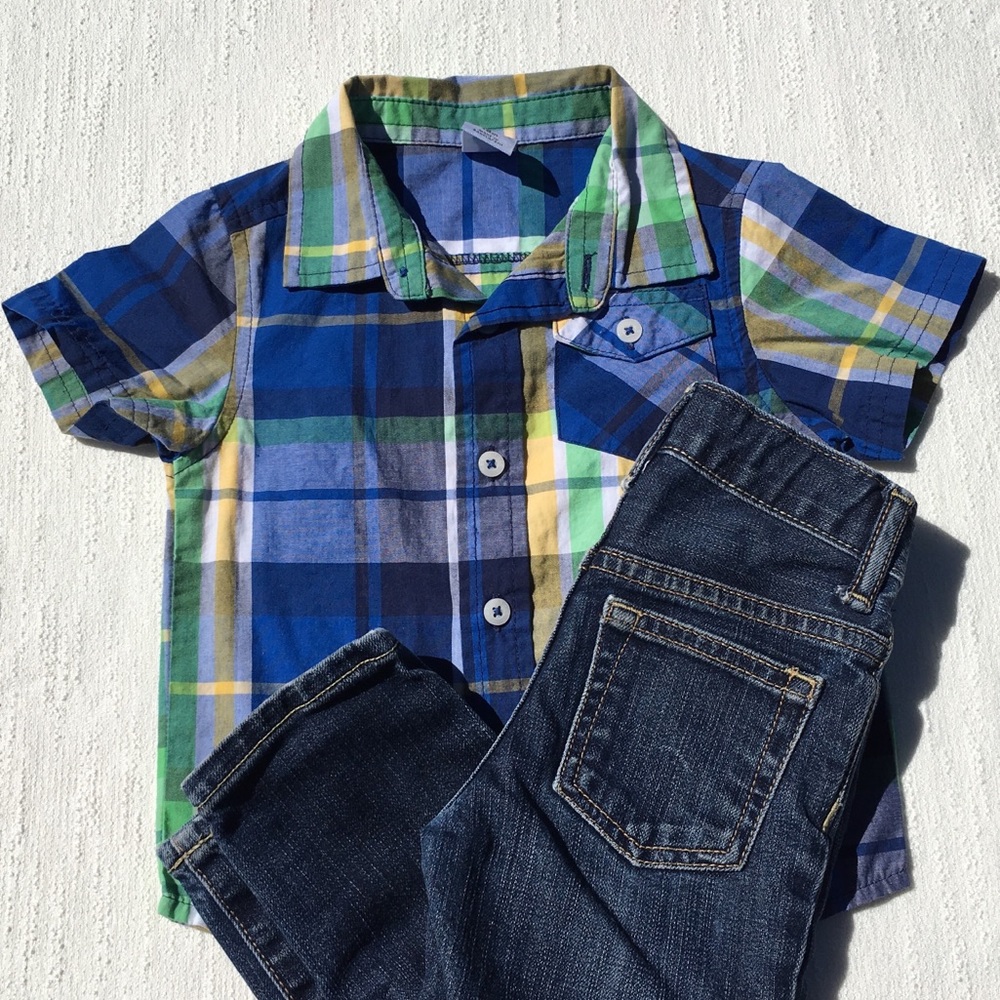 Healthtex Plaid Button Down Short Sleeve Size 18 M